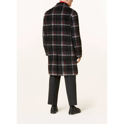 Retail price $595 New Men's HUGO BOSS lined coat size MEDIUM Black red grey.